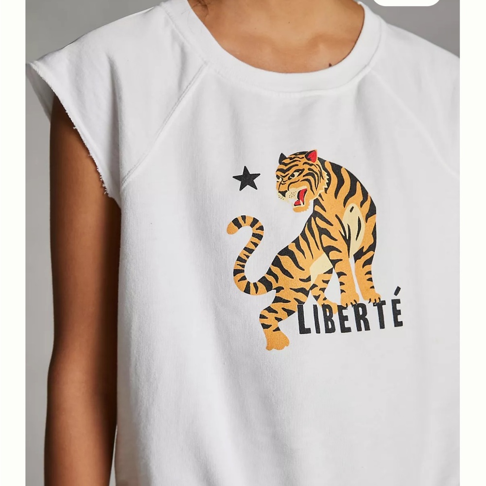 T.La Anthropologie NWT Tiger Cut Off Oversized Shirt $76 Idina Muscle Tank Sz M